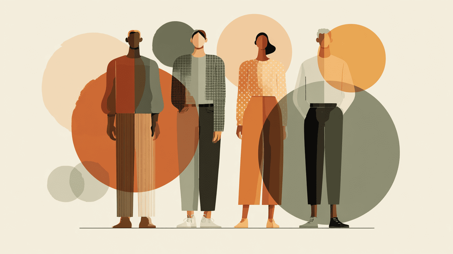 la Gestalt différente des autres thérapies — quatre silhouettes humaines distinctes illustration flat vector