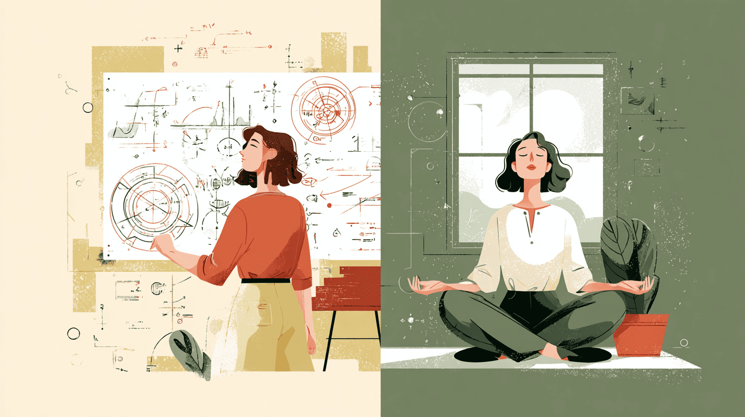 thérapie Gestalt et TCC comparaison — deux approches thérapeutiques illustration flat vector